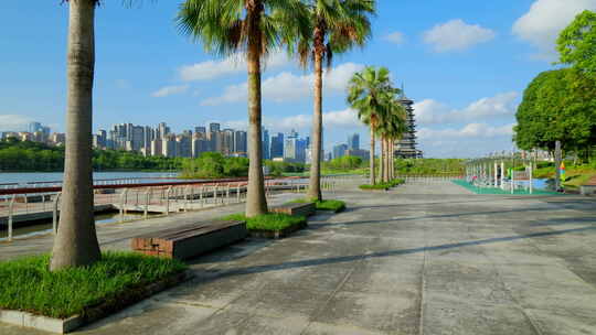 南宁五象湖公园 高楼大厦 城市风光大景