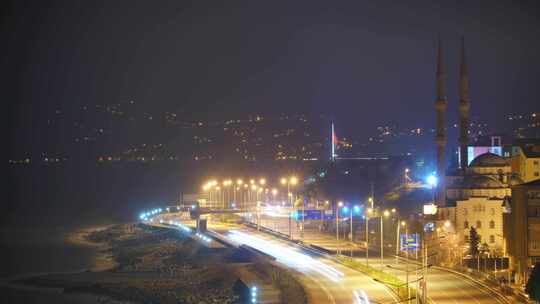 道路 夜晚 夜景 灯光 汽车