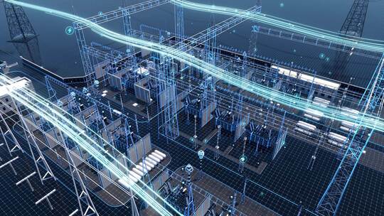 科技电网发电电力传输发电室虚拟现实
