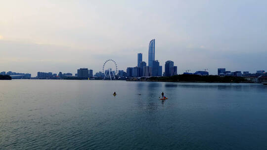 【合集】苏州城市金鸡湖东方之门湖景划艇