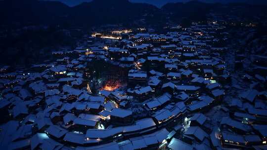 西江千户苗寨夜景雪景