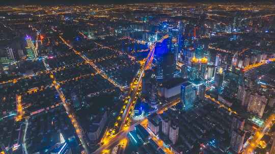 上海航拍金融延时建筑夜景东方明珠外滩