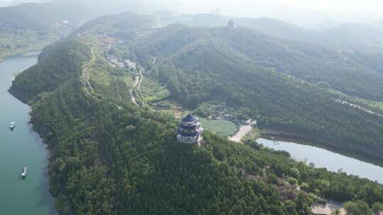 河南省南阳市丹江大观苑自然风景水面航拍