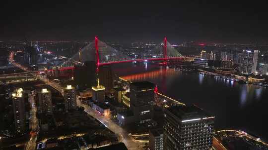 上海黄浦江畔大桥夜景