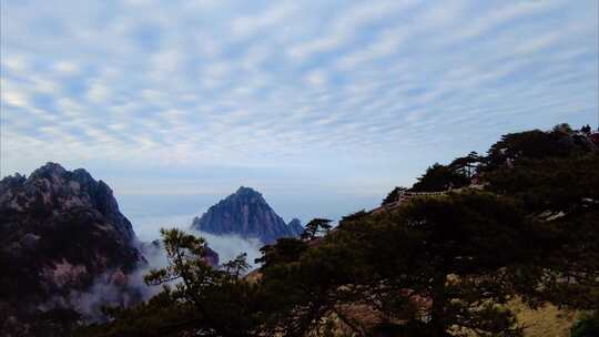 黄山风景区壮观山顶云海延时唯美风景视频素