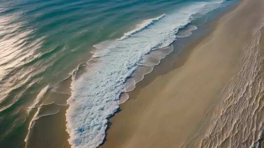 俯瞰海浪拍打沙滩