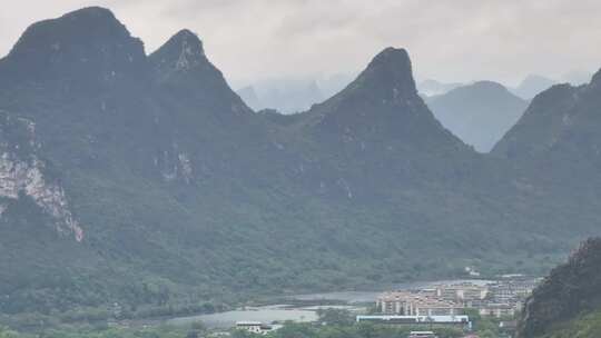 桂林水田山水航拍