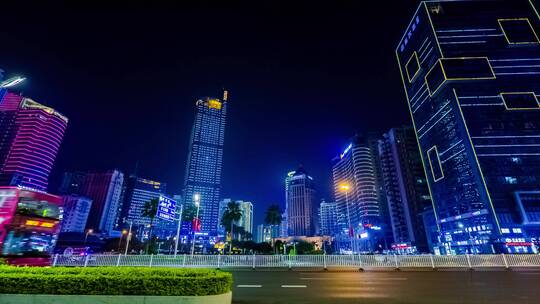 广西南宁民族大道金湖广场夜景街景