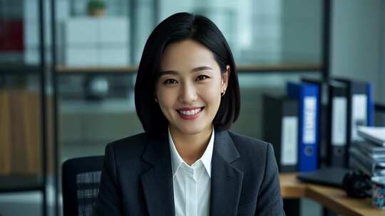 职业女性微笑办公场景素材