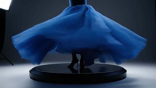 蓝色纱裙展示素材