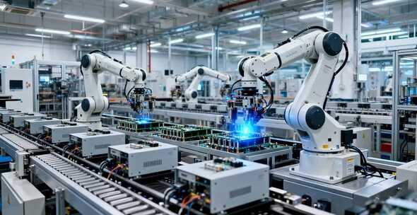 工厂机械臂自动化生产线