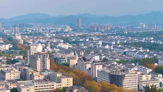 浙江绍兴越城区高楼大厦航拍摩天大楼城市风