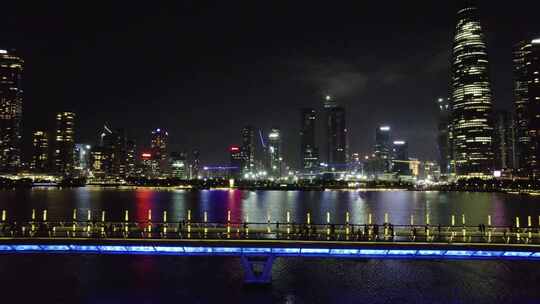 深圳市深圳湾人才公园地标建筑夜景航拍