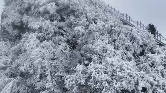 寒冷冬季大雪游客登山旅游