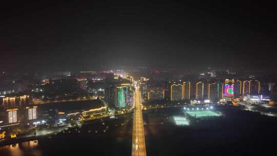 江西樟树城市夜景灯光航拍