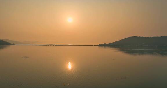 日落 太湖  大桥  航拍