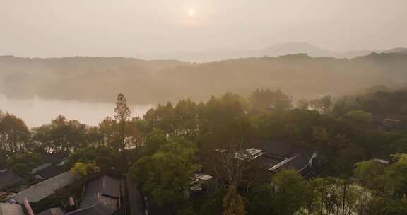 杭州西湖秋色茅家埠景区秋色风光