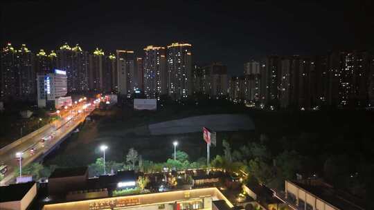 夜幕下的城市建筑群夜景自贡南悦里夜景