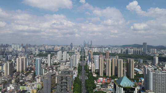 广西南宁城市风光民族大道航拍中轴线视频素材模板下载