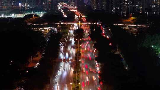 深圳立交桥夜晚延时车流高架桥公路夜景汽车