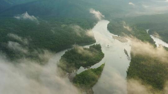 河湾晨雾视频素材模板下载