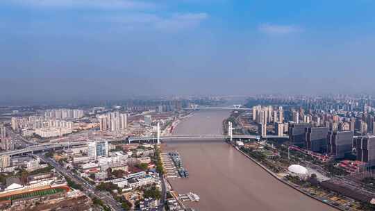 中国浙江宁波城市风景航拍延时摄影视频素材模板下载