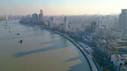 上海外滩黄浦区城市风景视频素材航拍