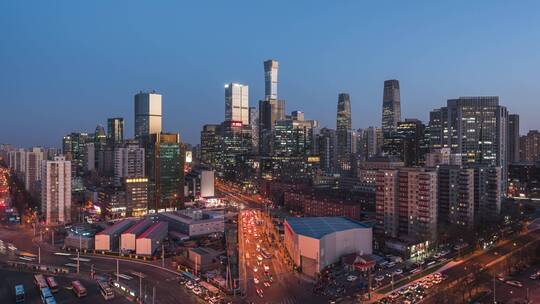 北京地标夜景交通车轨8K延时