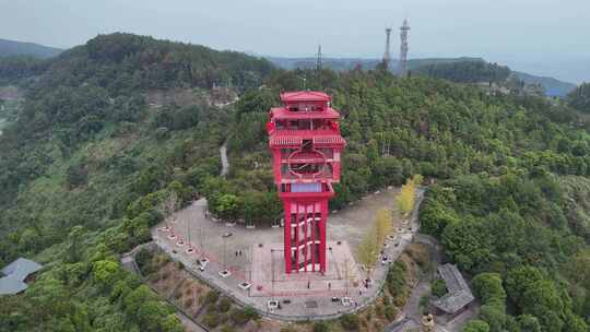 四川达州凤凰山风景名胜区凤凰楼航拍