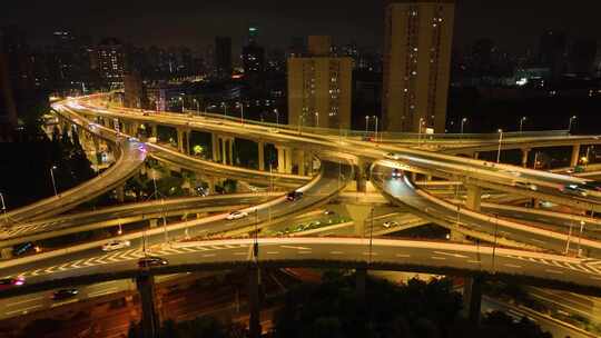 上海黄浦区延安东路立交桥高架桥车流交通城视频素材模板下载