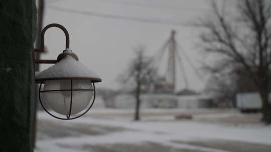 路灯，雪，城镇，冬天