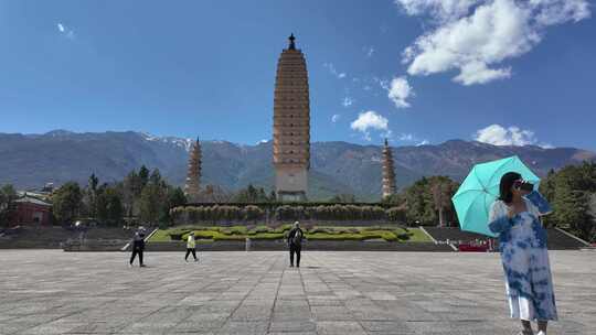 大理旅游地标崇圣寺三塔4k视频