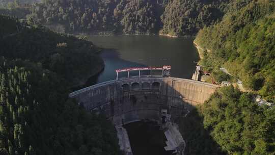 航拍水库黎平双江水库发电站