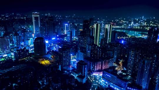 4K重庆南岸区航拍城市深蓝色调延时摄影视频素材模板下载