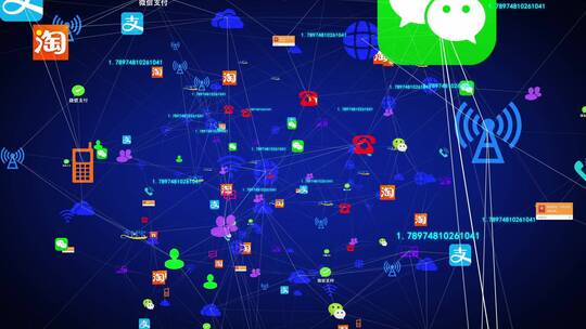 5g移动互联网社交网络媒体支付图标链接视频素材模板下载