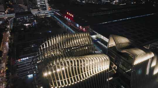 南京喜玛拉雅中心写字楼 夜景航拍视频素材模板下载