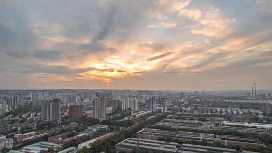河南洛阳城市建筑晚霞风光延时视频素材模板下载