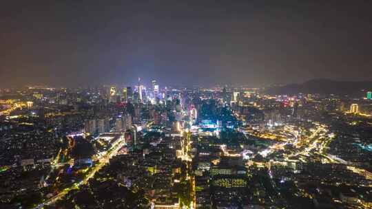 江苏南京城市夜景灯光航拍移动延时