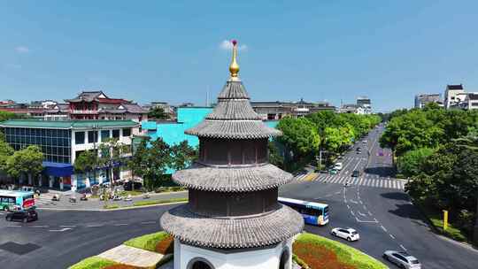 航拍扬州地标建筑文昌阁