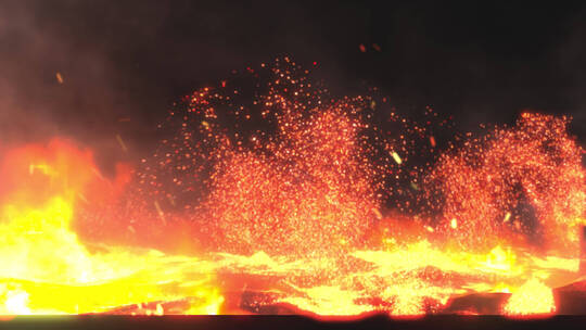 火山喷发岩浆喷发带通道视频素材模板下载