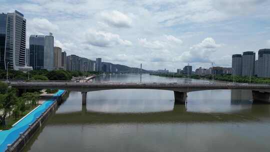 航拍福州闽江鳌峰大桥视频素材模板下载