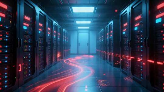 科技感服务器机房内部场景