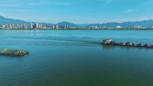 航拍货船 大运河 河流02