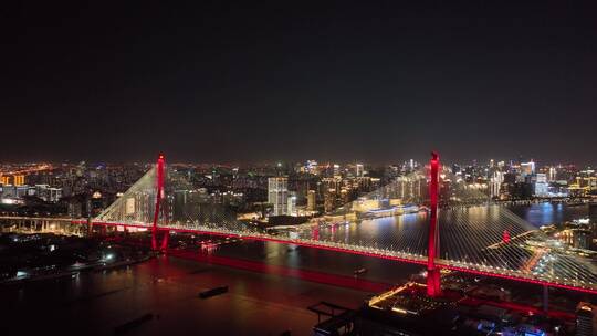 上海杨浦大桥夜景航拍