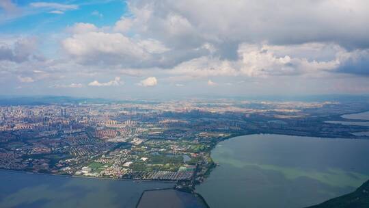 昆明西山公园凌虚阁航拍昆明市城市全景