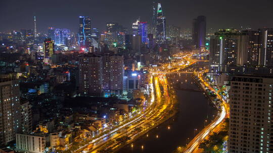 胡志明市城市夜景视频素材模板下载