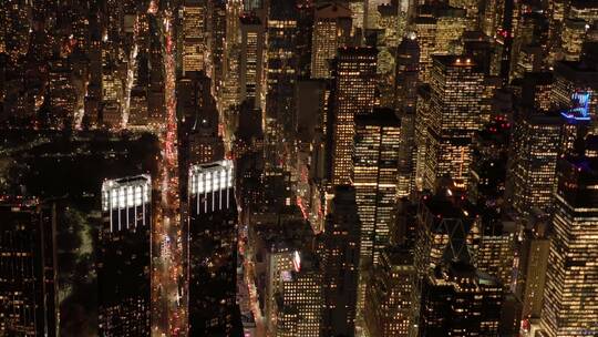 航拍密集城市高楼大厦夜景视频素材模板下载