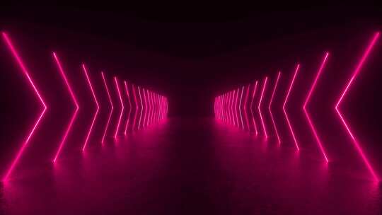粉色霓虹灯的黑暗隧道