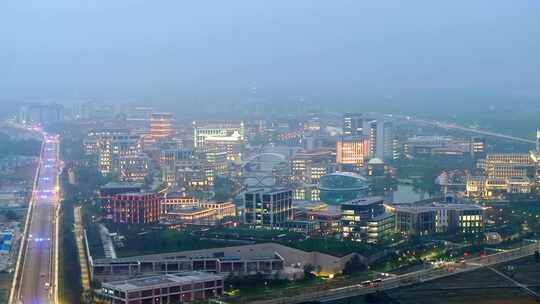 华为研发中心 夜景 上海 青浦 练秋湖