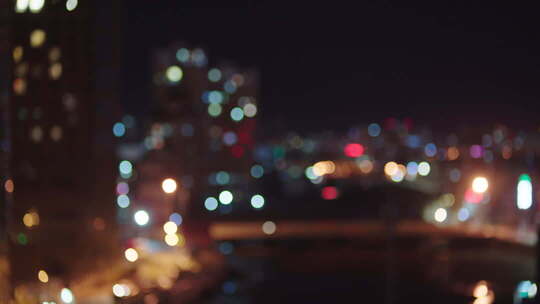 城市夜景光斑模糊画面素材